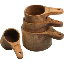 Juego de 4 cucharas medidoras de madera para hornear cucharas de café ingredientes secos