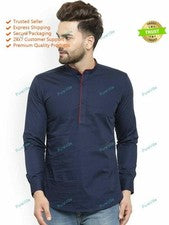 Ropa india sólida india camisa de moda para hombre vestido indio corto de alg...