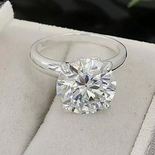 Anillo solitario de diamantes redondos blancos de 6,70 quilates certificado en plata 925 raro