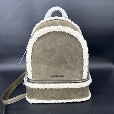 MICHAEL KORS RHEA MOCHILA MEDIANA CUERO GAMUZA PIEL OVEJA BOLSO OLIVA NUEVO CON ETIQUETAS