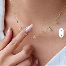 J&D Joyería Clásica Oro 18K Acero Inoxidable Delicados Collares Mujer Estrás C