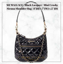 Impresionante Bolso de Hombro MZ Wallace Mini Crosby Sienna Lacado Negro - ¡Nuevo!