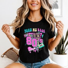 Camiseta I Love The 80S para mujer retro vestido elegante fiesta estrella del pop camiseta