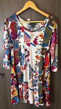 Vestido de moda Fuse línea A para mujer grande multicolor elástico floral manga larga