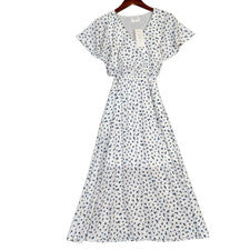 Maxi Vestido Sienna Sky Mujer Pequeño Blanco Azul Floral Manga Casquillo Núcleo Nuevo con Etiquetas