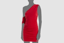 Vestido para mujer Aqua Dresses rojo asimétrico fruncido tejido talla L