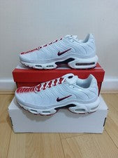 Nuevo Nike Air Max Plus Tn Blanco Rojo Universitario Para hombres UK TALLA 6 EU 40