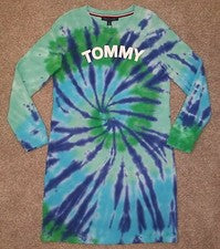NUEVO CON ETIQUETAS Talla S Tommy Hilfiger Tie-Dye Terry Francés Manga Larga Sudadera Vestido