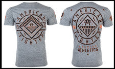 Camiseta AMERICAN FIGHTER Gris Brezo Madera de Abedul Atlética Gráfica Nueva con Etiquetas