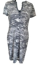 Nuevo vestido recto estampado camuflaje gris talla M Chaps para mujer