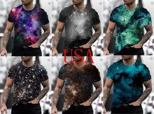 Camiseta Galaxia Cosmos Impresión Gráfica Moda Astronomía Estrellas Hombre Suave