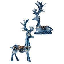 Accesorio de adorno de resina creativa 2 piezas figura de ciervo decoración interior automática