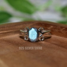 ANILLO JOYERÍA HECHO A MANO PLATA ESTERLINA 925 PIEDRAS PRECIOSAS NATURALES LABRADORITA 3 A 12