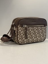Bolso de Hombro DKNY Marrón Beige Logo Correa Ajustable Diseñador Mujer Bolso de Mano Nuevo