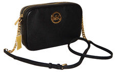 Bolso Bandolera MICHAEL KORS Para Mujer Fulton LG EW Cartera Cuero Negro Dorado Logo MK