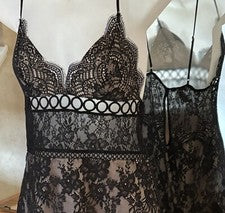 Mini Vestido Victoria Secret Para Mujer Talla S Negro Halter Encaje Gótico Edgy Caprichoso
