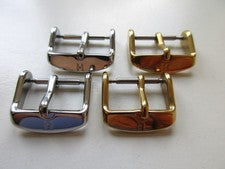 Hirsch chapado en oro y acero inoxidable 16 y 18 mm hebillas de correa de reloj - 4 piezas