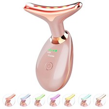 Masajeador facial-cuello-masajeador facial portátil de 7 colores para el cuidado de la piel rosa