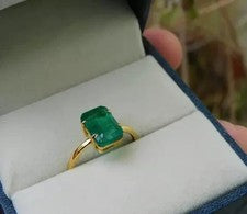 Anillo de plata de ley 925 con piedra esmeralda verde natural de 7 quilates joyería de regalo