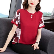 Mujeres Verano Moda Mangas Cortas Camiseta Suelta Talla Para Mujer Cuello Redondo Prendas para el torso