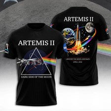 Camiseta NASA Artemisa II Lado Oscuro de la Luna Pink Floyd Estilo Misión Espacial Camiseta