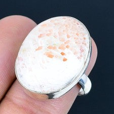 Scolecita piedras preciosas hechas a mano 925 anillo de joyería de plata...