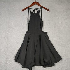Mini Vestido Mable Para Mujer S Negro Satinado Correas Ajustables Volantes Ajuste y Acampanado Nuevo con Etiquetas