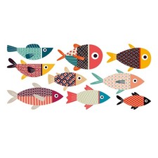 Calcomanía de pared de peces coloridos PVC autoadhesiva pegatina extraíble para decoración de interiores