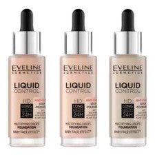 Base de maquillaje Eveline Liquid Control HD gotas matificantes con niacinamida 32 ml