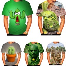 Moda Cactus Gráfico Corto Impreso en 3D Camiseta Hombre Mujer Moda Informal Prendas para el torso