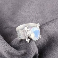 Anillo de plata esterlina 925 con piedras preciosas de ópalo lechoso hecho a mano anillo de joyería para regalo