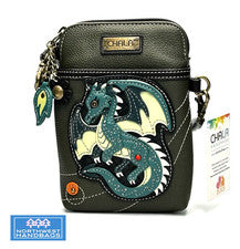 BOLSO BANDOLERA BOLSO CHALA OLIVA PARA TELÉFONO CELULAR DRAGÓN TURQUESA