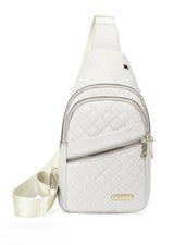 Riñonera blanca con diseño acolchado y cremallera diseño multibolsillo para mujer nueva en paquete