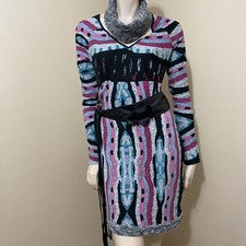 Mujer Gris Multicolor Poliéster Informal Invierno Elastizado Cinturón Ajustado Talla S Vestido