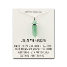 Collar de piedras preciosas de aventurina verde con tarjeta de cotización