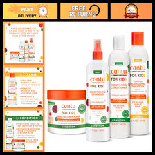 Juego de cuidado del cabello para niños - Champú grande, acondicionador, desenredante y sin enjuague (paquete de 4)