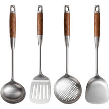 Wok Spachtel Set mit 316L Edelstahlkonstruktion und Palisandergriff