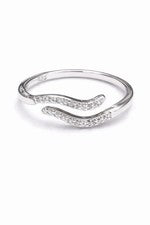 Anillo ondulado ajustable de plata de ley 925 para mujer con circón regalo mínimo