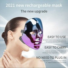 Máscara facial LED 7 colores luz fotón rejuvenecimiento de la piel dispositivo de poros retráctiles