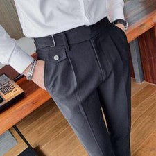 NUEVO Moda Para hombres Pantalones de Cintura Alta, Pantalones Ajustados, Pantalones de Traje Formal LO ÚLTIMO