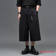 Pantalones de pierna recta de moda para hombre estilo japonés retro pierna ancha pantalones informales