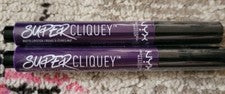 NUEVO NYX Super Cliquey Lápiz Labial Mate Despiadado PÚRPURA 2 Piezas Maquillaje Set Belleza