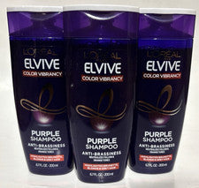 LOTE de 3 champúes anti-bratón púrpura vibrante color Elvive LOréal Paris 6,7 OZ