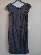 Vestido Marc New York para mujer talla 6 negro blanco mangas de gorra exquisito nuevo con etiquetas $138