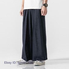 Hombres Verano Moda Informal Cómodo Algodón Lino Pierna Ancha Pantalones Sueltos Pantalones