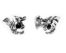 Pendientes Dragón Nepomuceno Con Ónix Plata 925 Símbolo Joyería Nuevo