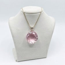 Colgante de zafiro rosa premium corte redondo | 100-110 quilates | cadena de plata de ley