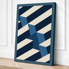 Arte de pared con impresión geométrica en lienzo de rayas tejidas decoración del hogar listo para colgar