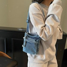 Denim Móvil Monedero, Estilo Retro, Bolso de Mano para Mujer y Hombre, Citas,