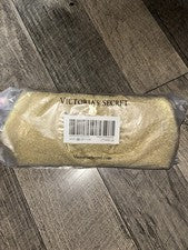 Bolso sin asas/cosméticos Victoria’s Secret nuevo con etiquetas: tela acanalada dorado metálico logotipo, cremallera